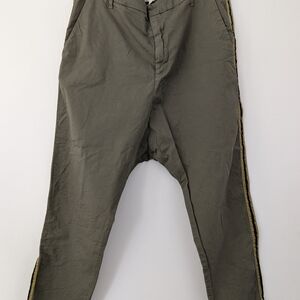 Women's Olive Green Pants with Side Stripe